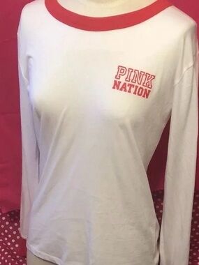 PINK Victoria's Secret White Tee with Red Trim